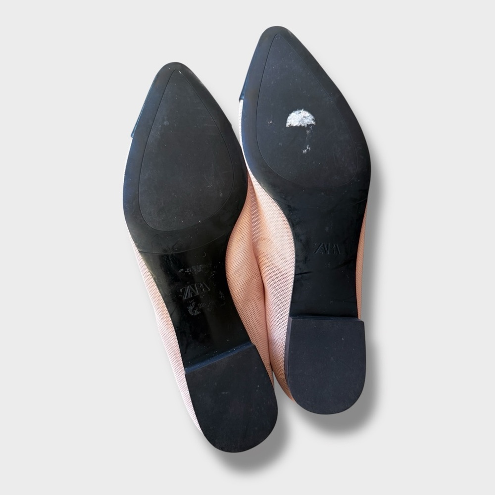 ZARA Capped Toe Mesh Ballet Flats - Picture 9 of 10